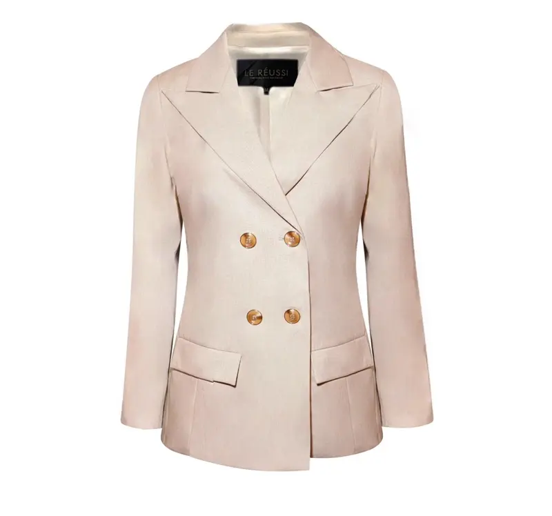 Louise Double-Breasted Wool Blazer | Size: Small | Color: Beige
