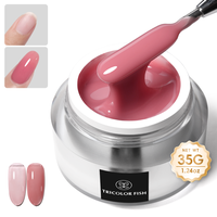 TRICOLOR FISH Builder Nail Gel, 35g Jelly Nude Pink Hard Gel for Nails Extension Gel Nail Polish Jelly Strengthener Gel Polyg...