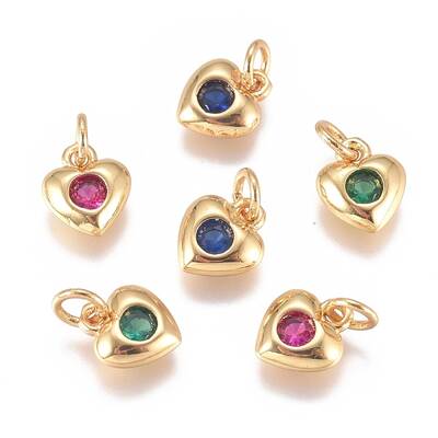 Brass Micro Pave Cubic Zirconia Charms