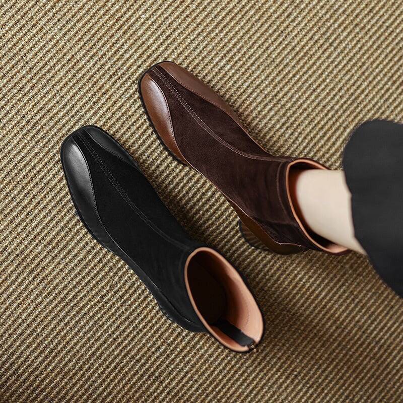 CHIKO Adobe Round Toe Block Heels Ankle Boots