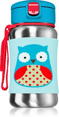 Skip Hop Zoo Straw Stainless Steel Water Bottle with Owl Straw 12 Months+ 350ml
