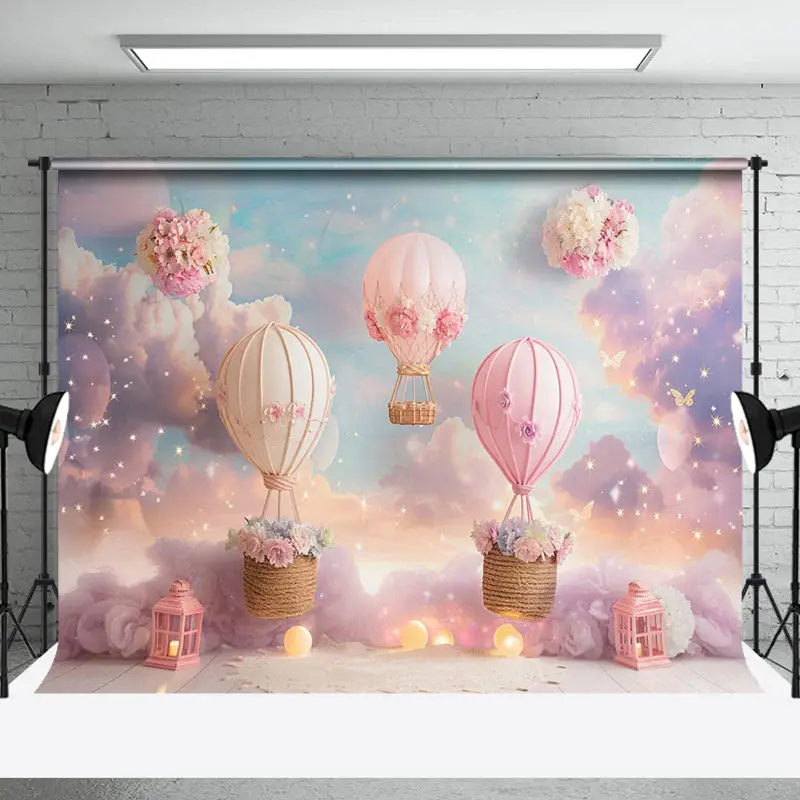 Fairy Tale Hot Air Balloon Cloud Cake Smash Backdrop