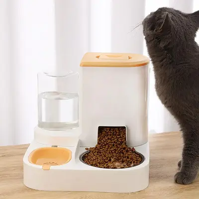 Cat Feeding Bowl, Large Capacity Wet Dry Separation Pet Feeder, Automatic Pet Water & Food Dispenser, 2 in 1 Pet Feeding Bowl...