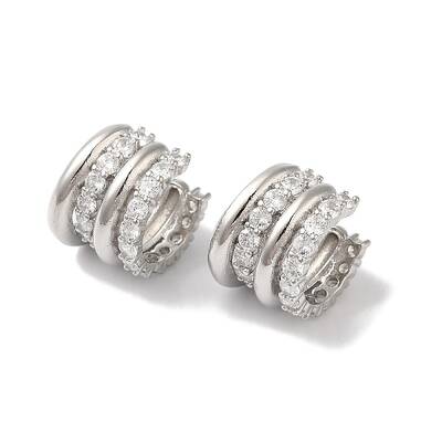 Brass Micro Pave Cubic Zirconia Cuff Earrings