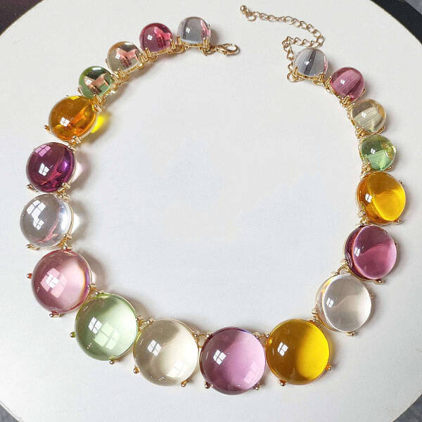 Alloy & Transparent Acrylic Graduated Link Chain Necklaces
