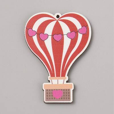 Single Face Printed Heart Wood Big Pendants