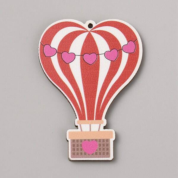 Single Face Printed Heart Wood Big Pendants