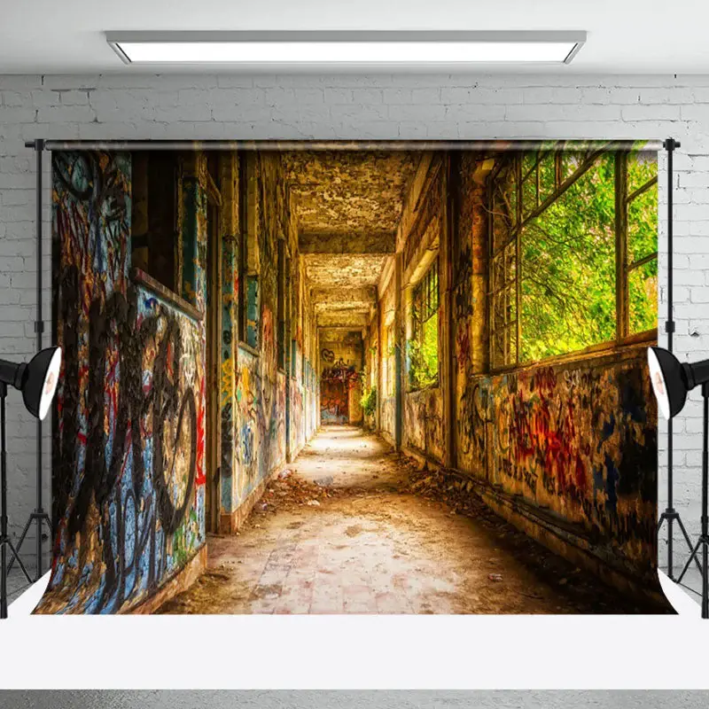 Aperturee Graffiti Corridor Urban Decay Architecture Backdrop - Aperturee