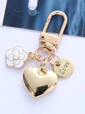 Heart & Flower Design Car Key Chain, Fashionable Key Ring for Women & Men, Keychain for Car, Key, Trendy All-match & Exquisit...
