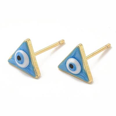 Enamel Triangle with Evil Eye Stud Earrings