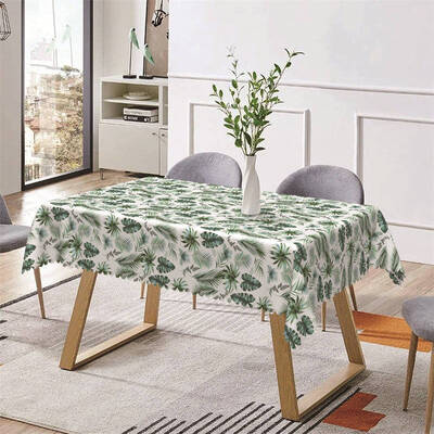 Green Leaves Monstera Repeat Rectangle Tablecloth - Aperturee