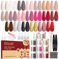 ROSALIND Professional All-in-one Dip Powder Kit Classic and Stylish Colors Dip Nails Powder with Base Top Coat &Activator ,Br...