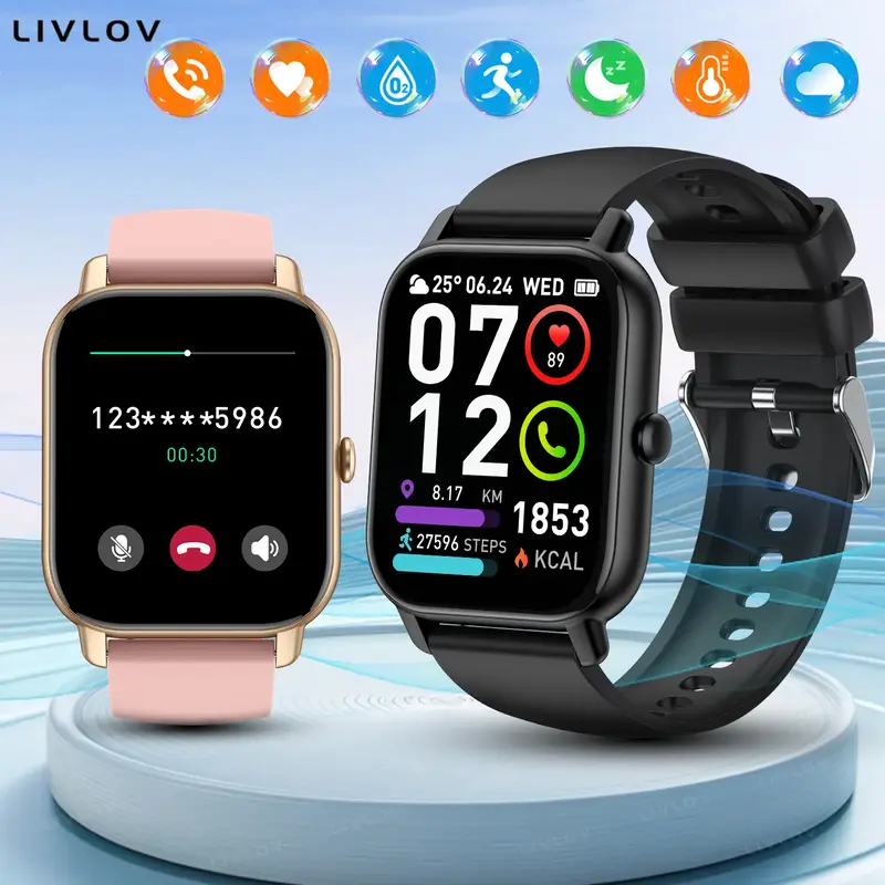 AI Assistant Smart Watch - Receive Call/Message, 100+ Sport Modes, Heart Monitor, Music Control, Pedometer,  Wearable Smartph...