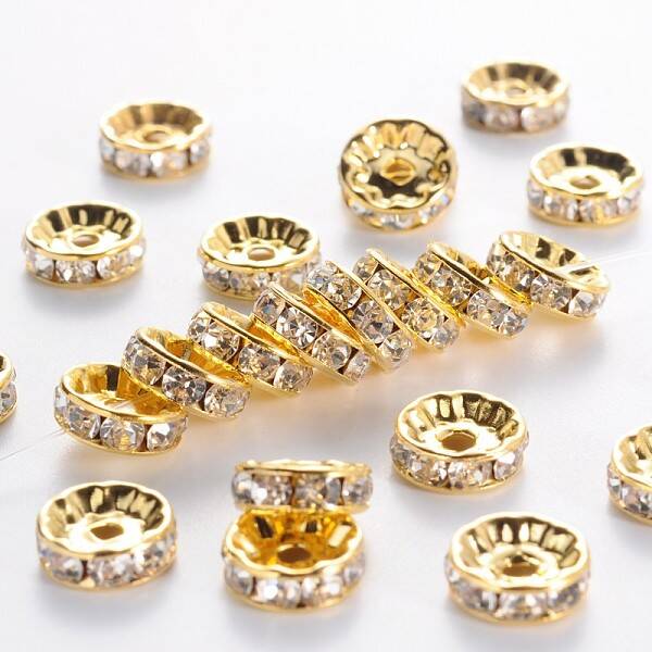Brass Grade A Rhinestone Spacer Beads