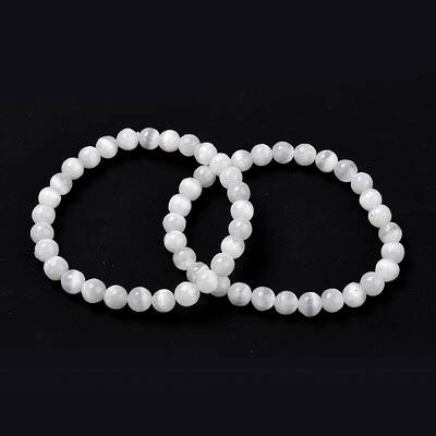 Natural Selenite Beaded Stretch Bracelets