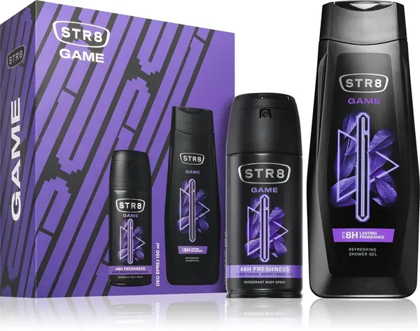 STR8 Game Set Gift Box Shower Gel for Men 400ml + Deodorant Spray 150ml