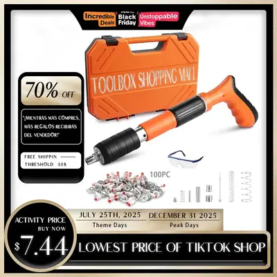 Manual Mini Steel Nail Gun 5 Gears Power Adjustable Concrete nail gun Woodworking integrated air nailer gun with 100 Nails  T...