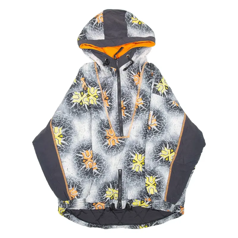 SUNDANCE Skiing Mens Pullover Jacket Black Hooded Crazy Pattern XL