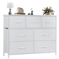 Organizer Storage, Chest Fabric Bins, Long Dresser with Wood Top for Bedroom, Closet, Entryway, 7-Drawers dressers Furniture ...
