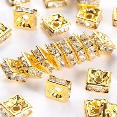 Brass Rhinestone Spacer Beads
