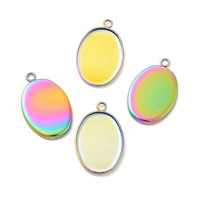 Ion Plating(IP) 304 Stainless Steel Pendant Cabochon Settings