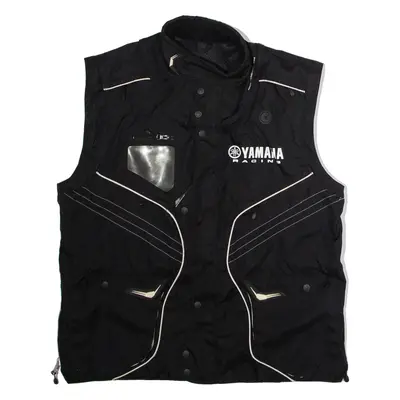 YAMAHA RACING Mens Motorcycle Gilet Black Canvas L