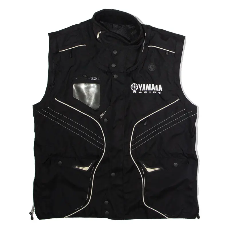 YAMAHA RACING Mens Motorcycle Gilet Black Canvas L