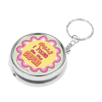 Page's Peaches Travel Pill Case Organizer - 3-Way Divider, Keychain Accessory, Cute Design for Medications and Accessories