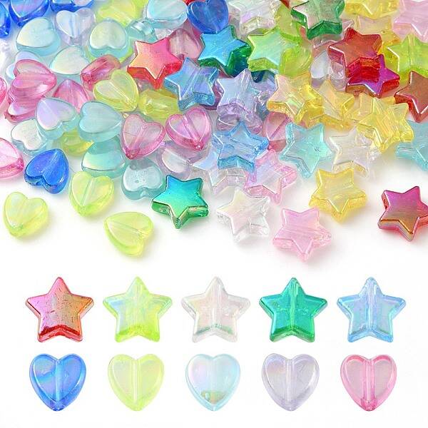 100Pcs 2 Styles Transparent Acrylic Beads