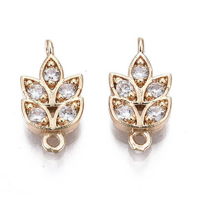 Brass Micro Pave Clear Cubic Zirconia Links Connectors