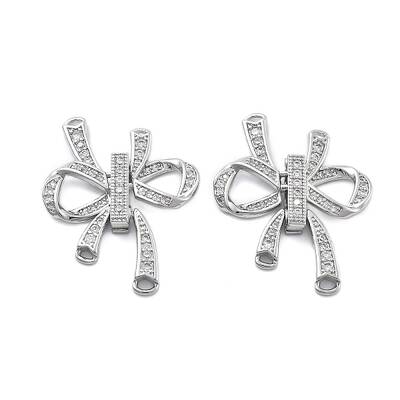 Brass Micro Pave Clear Cubic Zirconia Fold Over Clasps