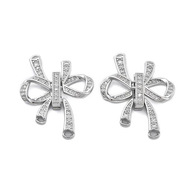 Brass Micro Pave Clear Cubic Zirconia Fold Over Clasps