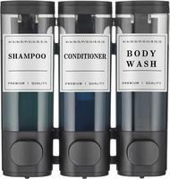 Shampoo and Conditioner Dispenser,Shower Soap Dispenser 3 Chamber No Drill Wall-Mounted Shampoo Dispenser for Shower Wall Mou...