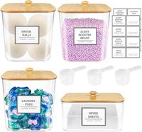 [New Deal]   3+1 Pack Laundry Pods Container,Clear Laundry Room Organization Containers,Large Laundry Detergent Powder Storag...
