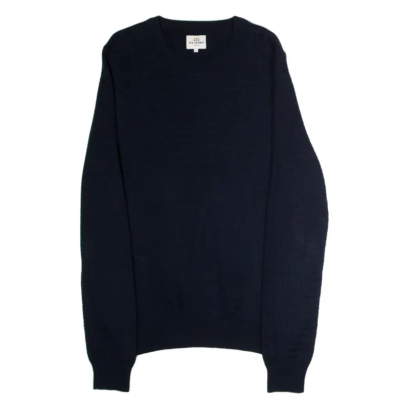 BEN SHERMAN Mens Jumper Blue Crew Neck Tight Knit L