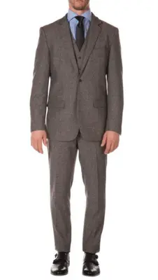 Mens Gray Tweed Suit - Grey Wool Suit - Winter Fabric Heavy Suit