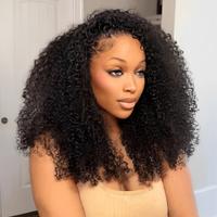 Mscoco 100 Human Hair Kinky Curly Half Wig Glueless V Part Kinky Curly Wig Adjustable Drawstring Beginner Friendly Flip Over ...