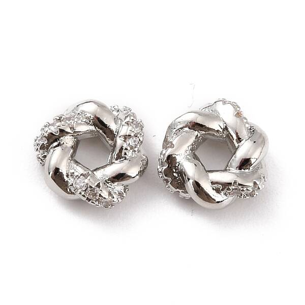 Brass Micro Pave Clear Cubic Zirconia Beads