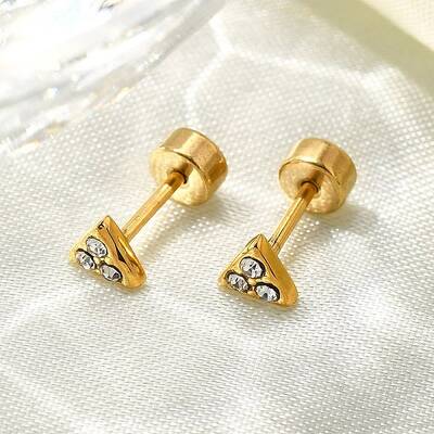 Ion Plating(IP) 304 Stainless Steel Triangle Stud Earrings