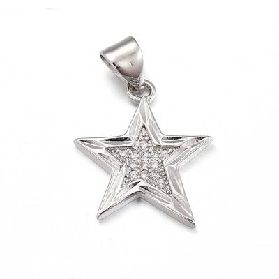 Brass Micro Pave Clear Cubic Zirconia Pendants