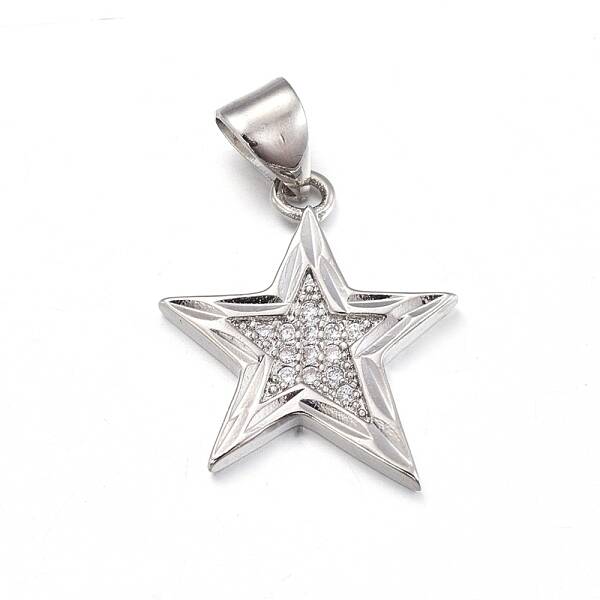 Brass Micro Pave Clear Cubic Zirconia Pendants
