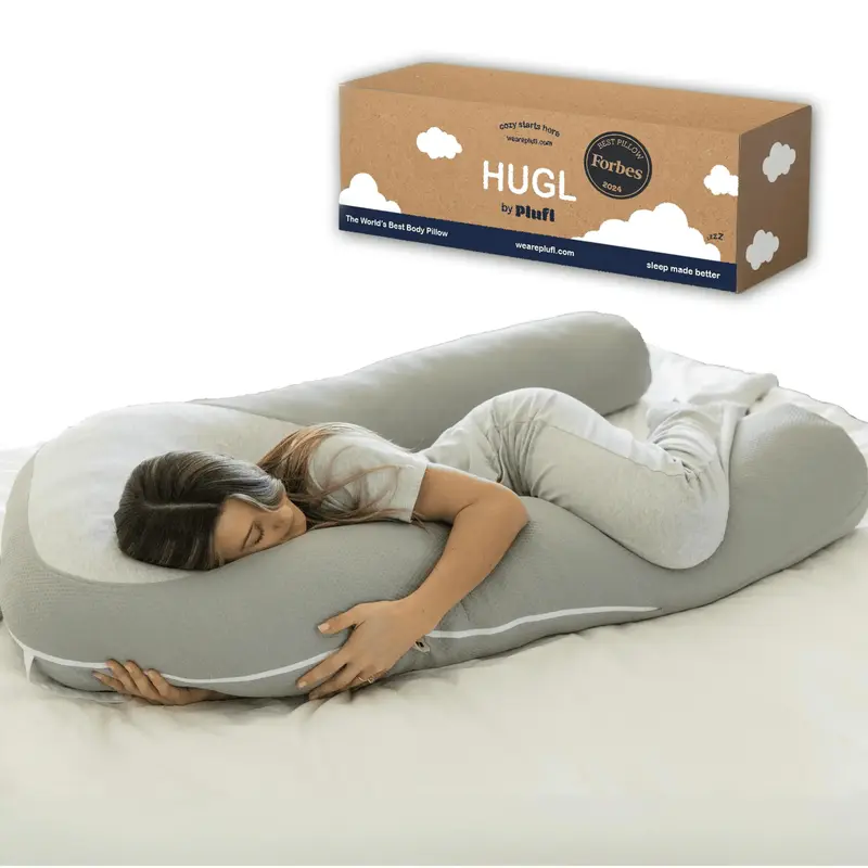 Hugl Giant U Shaped Cooling Body Pillow All Natural Bamboo Self Cooling Fabric Ergonomic Design for Back Neck Support Machine...