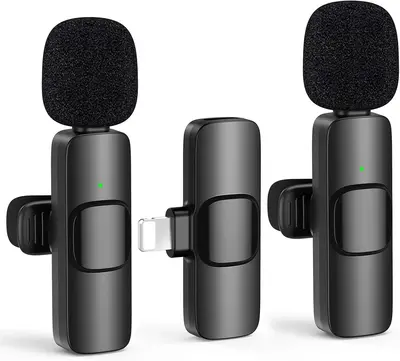 Wireless Lavalier Lapel Microphone for iPhone 15 /14/13/12/Ipad Series/Android/Computer - Bluetooth Mini Phone Microphones fo...
