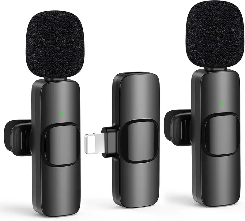Wireless Lavalier Lapel Microphone for iPhone 15 /14/13/12/Ipad Series/Android/Computer - Bluetooth Mini Phone Microphones fo...
