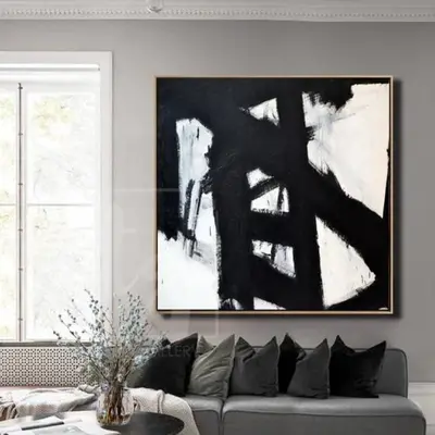 Abstract Painting in  Black and White Franz Kline style | BROOKLYN BRIDGE