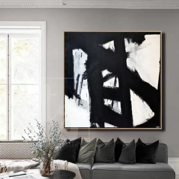 Abstract Painting in  Black and White Franz Kline style | BROOKLYN BRIDGE