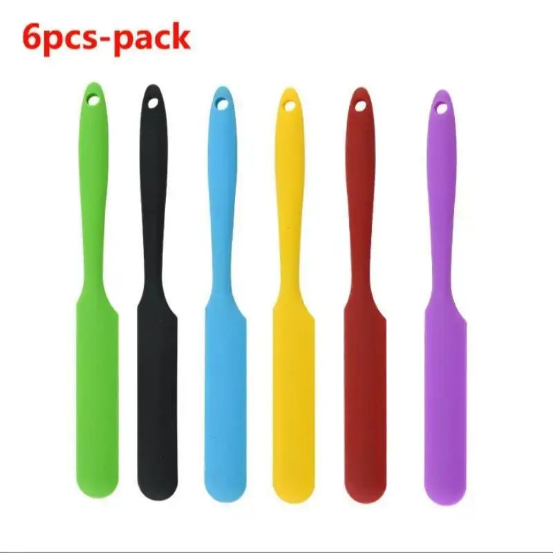 Random Color Silicone Baking Spatula Set, 6 Counts Colorful Multifunctional Non-stick Baking Spatula, Jam Scraper, Cake Cream...