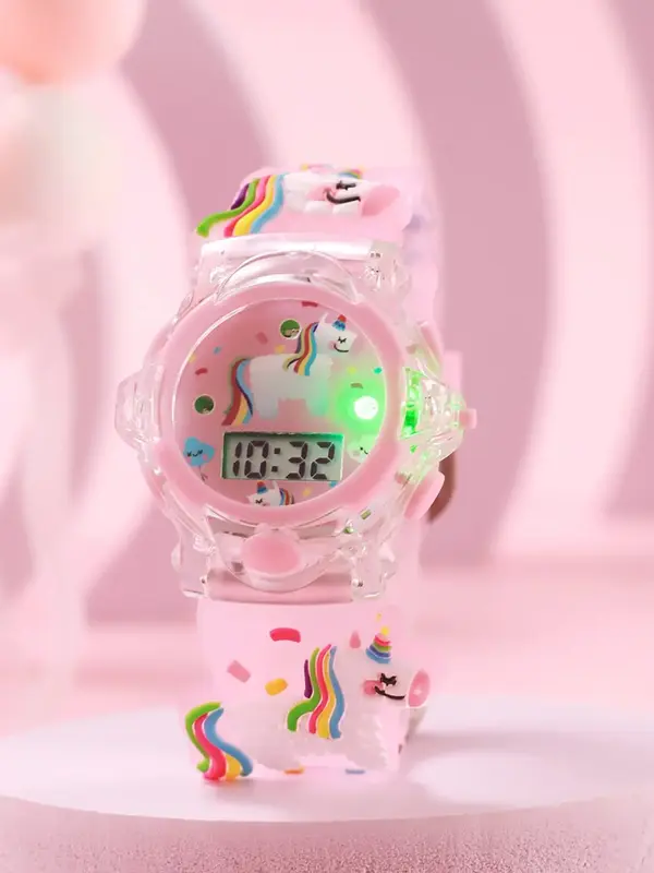 Cute Cartoon Unicorn Design Digital Watch, Fashionable Luminous Watch for Girls, Trendy All-match & Exquisite Watch for Birth...