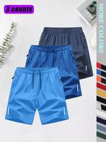 Men's Reflective Striped Pocket Zipper Track Shorts, Casual Elastic Waist Shorts for Daily Outdoor Wear, Men's Bottoms for Al...