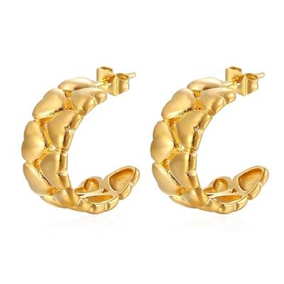 304 Stainless Steel Heart Stud Earrings